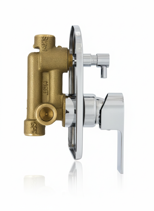 XARA Wall Mount Basin Diverter (With Upper Part) , Pure Brass, With Leak-Proof Cartridges | For Bathrooms And Shower Panels