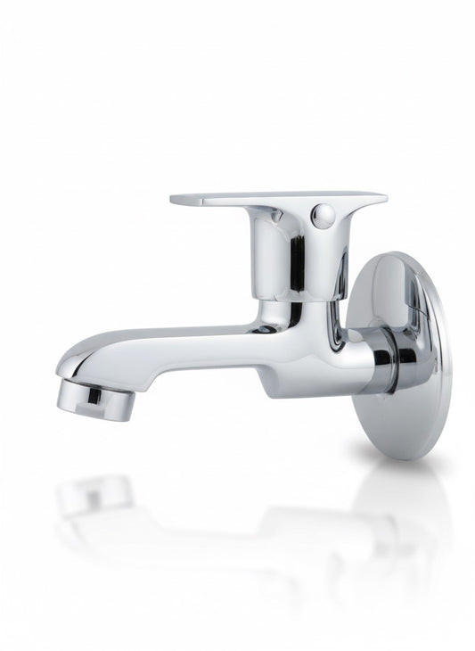 XARA Dvine Bib Cock Tap, Pure Brass with Chrome Plating, Quarter Turn Brass Handle, Leak-Proof Cartridge with complimentary Flange | for Bathroom and Kitchen