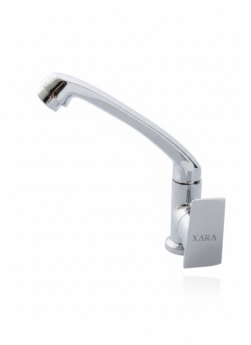 XARA Dvine Swan Neck Bathroom Faucet, Chrome Plated, Brass Handle with Advanced AeratorTechnology |For Washbasins And Kitchen Sinks